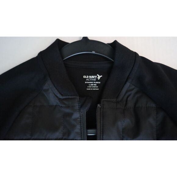 Old Navy Active Boy's Sz L (10-12) Black Dynamic Fleece Quilted Bomber Jacket - Picture 3 of 7